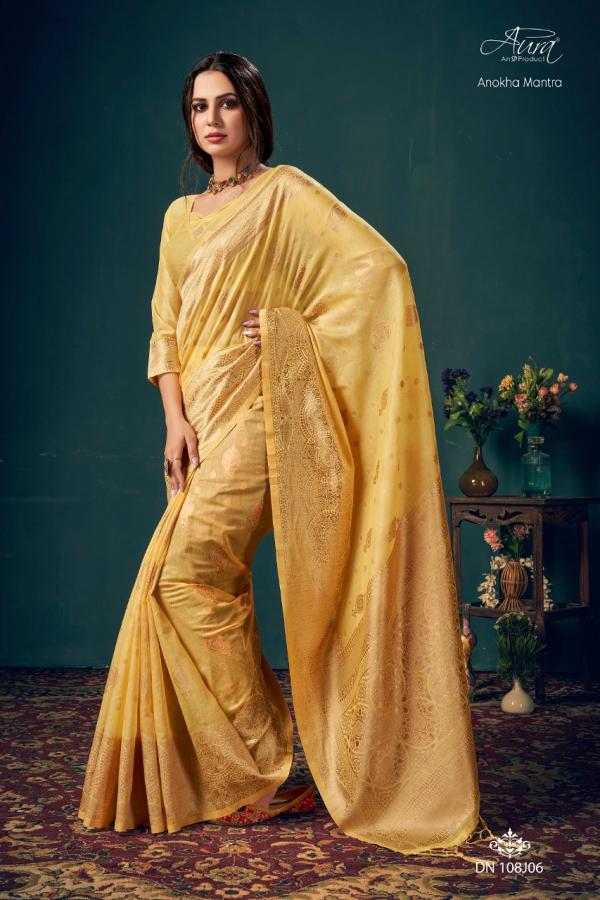 Aura Anokha Mantra Fancy Weaving Pallu Cotton Designer Saree Collection